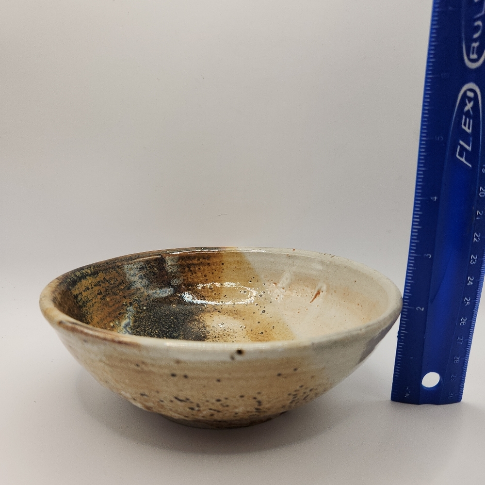 Glazed Art Pottery Small Bowl Neutral Earth Tones, 6.5" Diameter - Picture 4 of 6